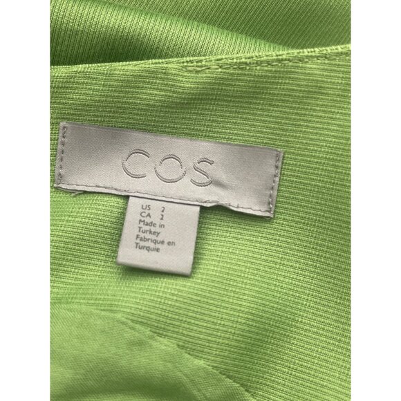 COS Women Green Fit and Flare Silk / Cotton Blend Dress With Pockets Size 2 - Picture 8 of 10